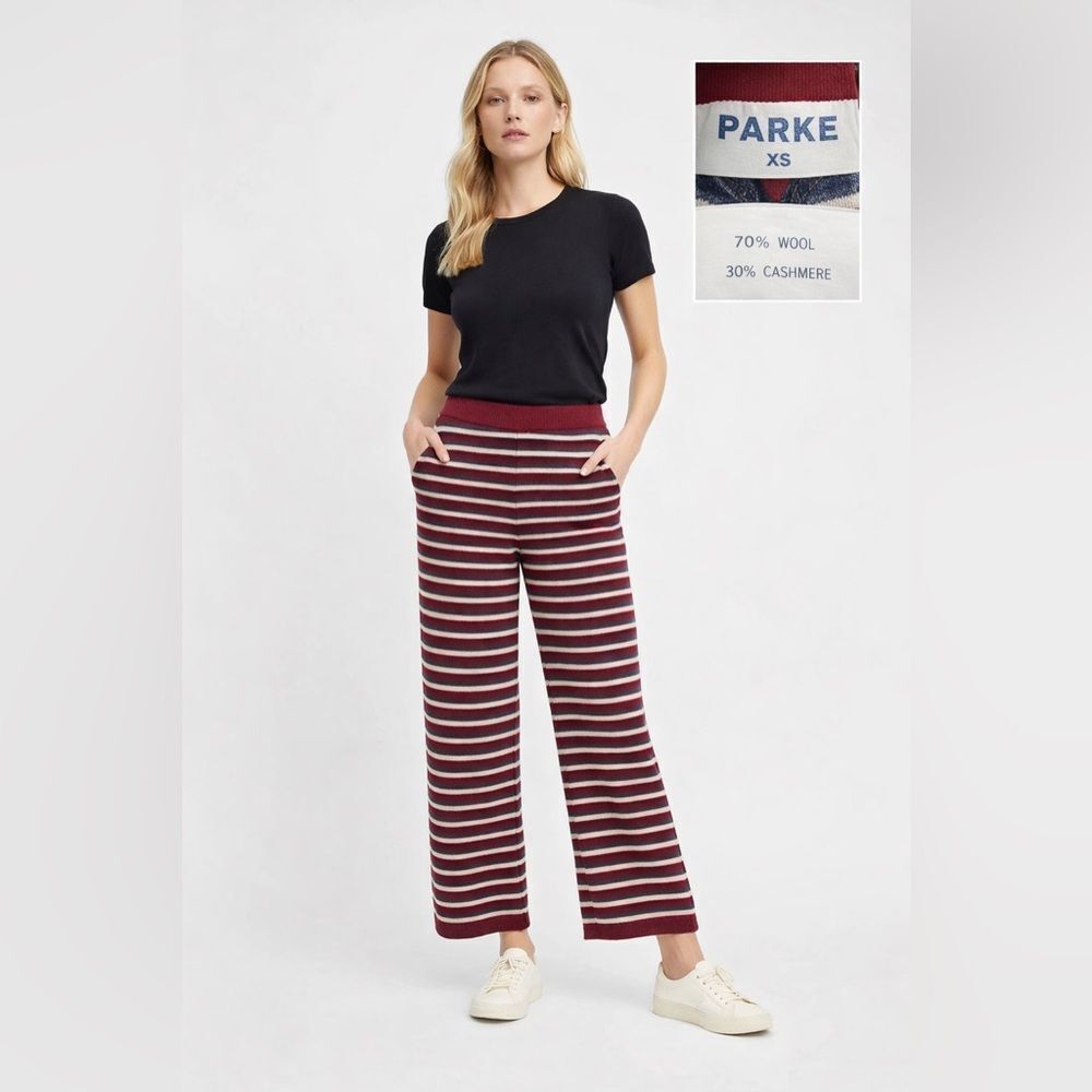 Parke Wool & Cashmere Blend Striped Wide-Leg Pants